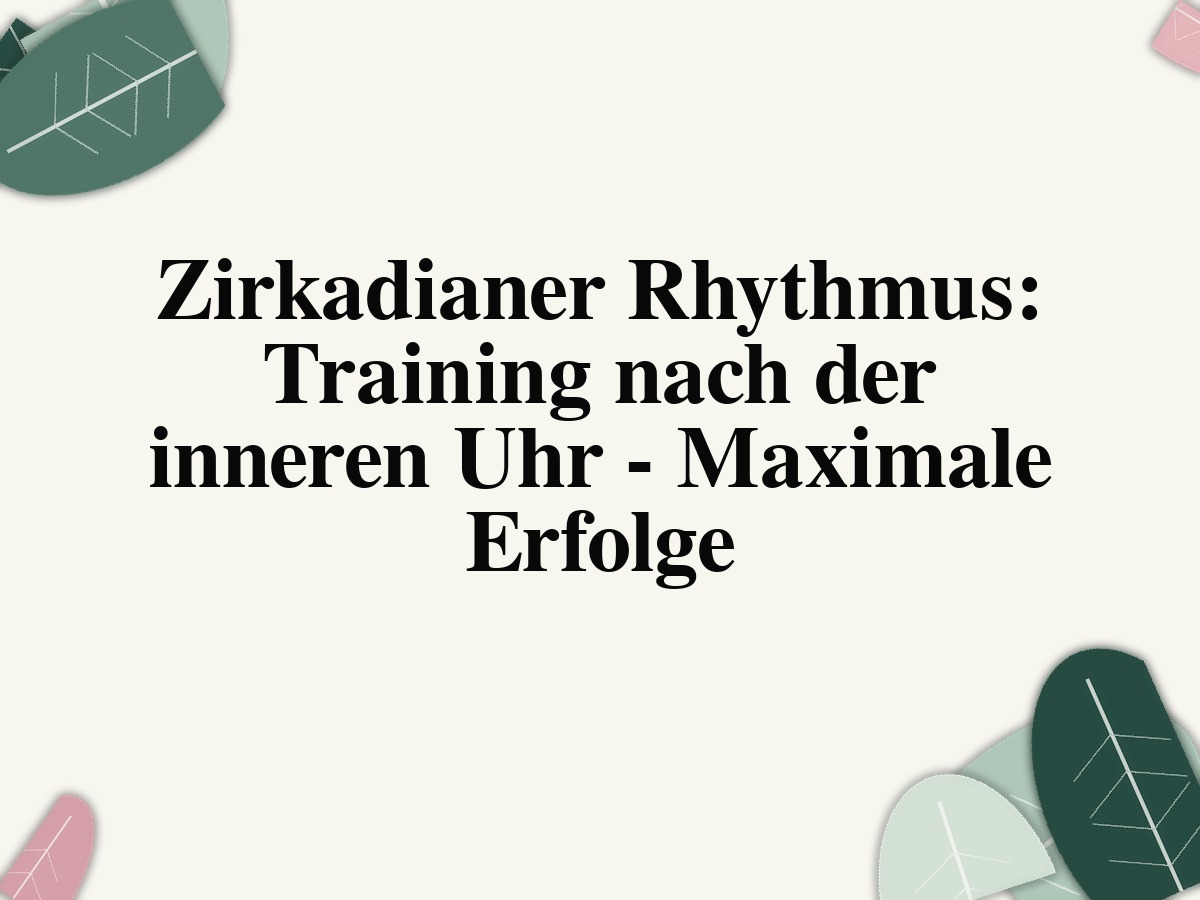Zirkadianer Rhythmus: Training nach der inneren Uhr - Maximale Erfolge