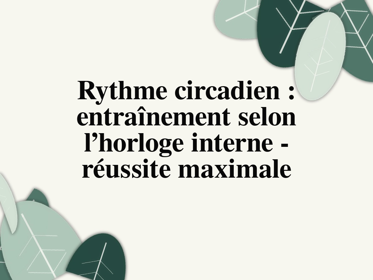 Rythme circadien : entraînement selon l’horloge interne - réussite maximale