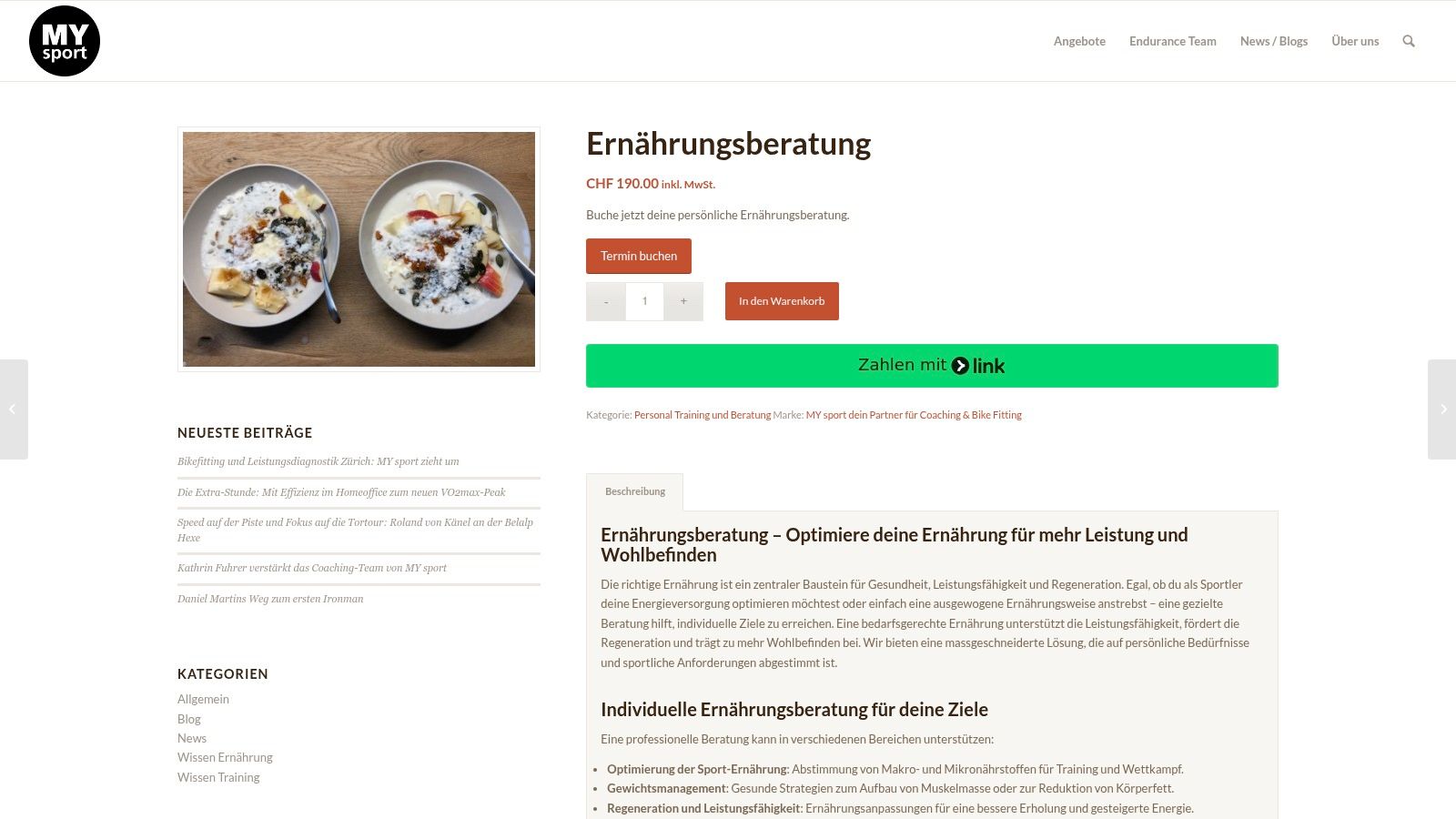 MY sport GmbH – Ernährungsberatung Sport & Alltag